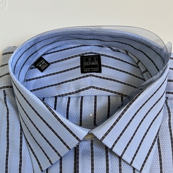 IKE BEHAR FINE HIGH QUALITY MAN SHIRT FRENCH CUFF 100% Cotton Lg 16 1/2x 34 NWT - Picture 4 of 9